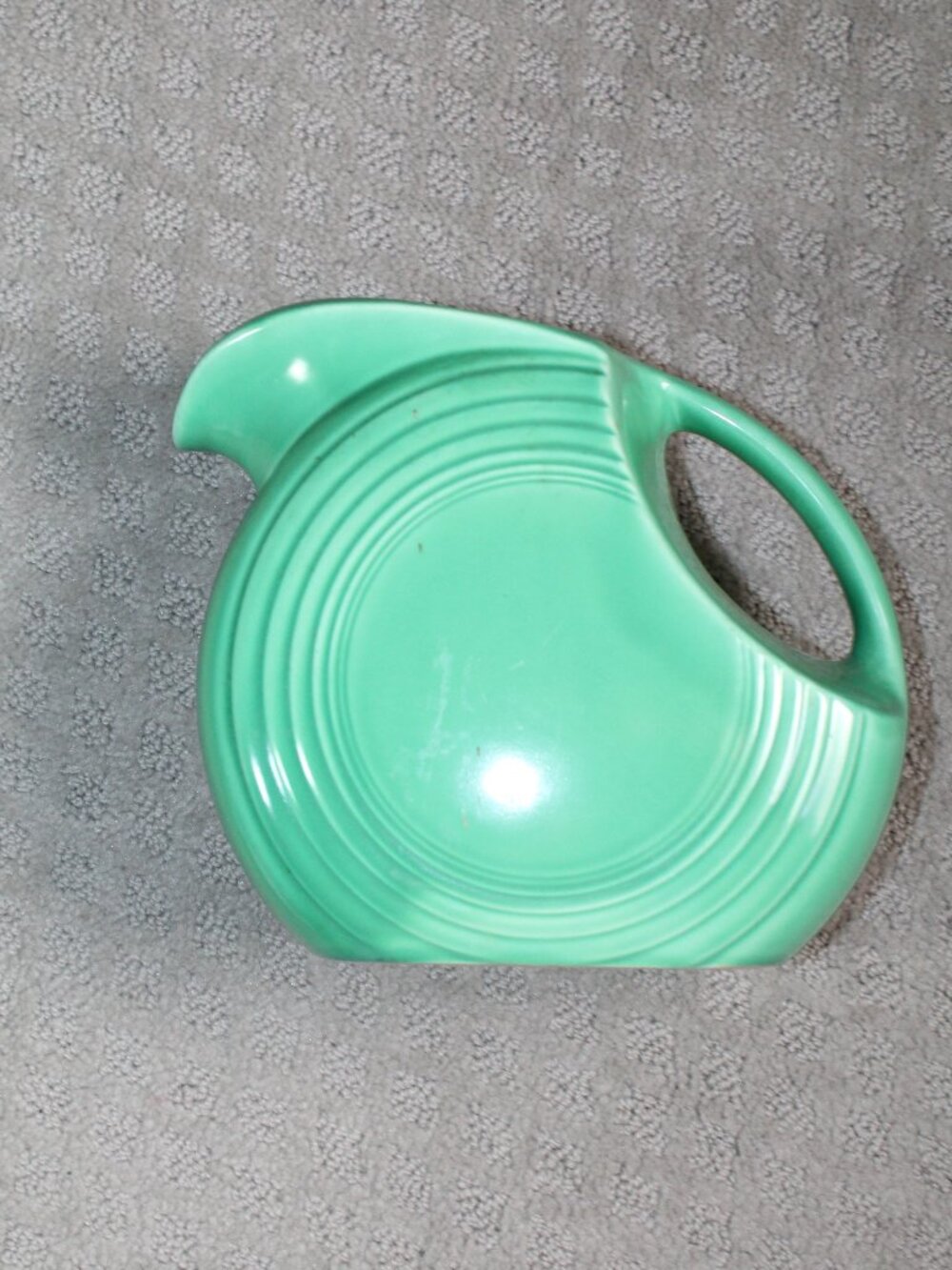 Vintage Fiestaware Disc Pitcher Green HLC Fiesta Ring Handle Art Deco Ceramic